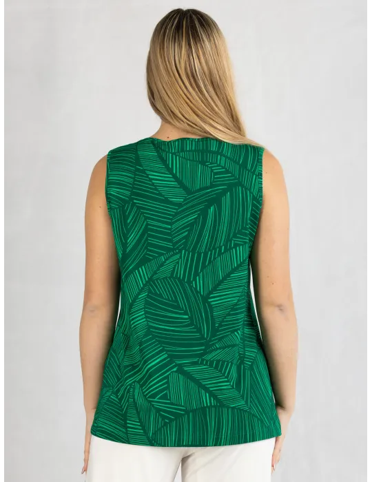 Piero Moretti green leaves rhinestones shirt and top twinset plus size