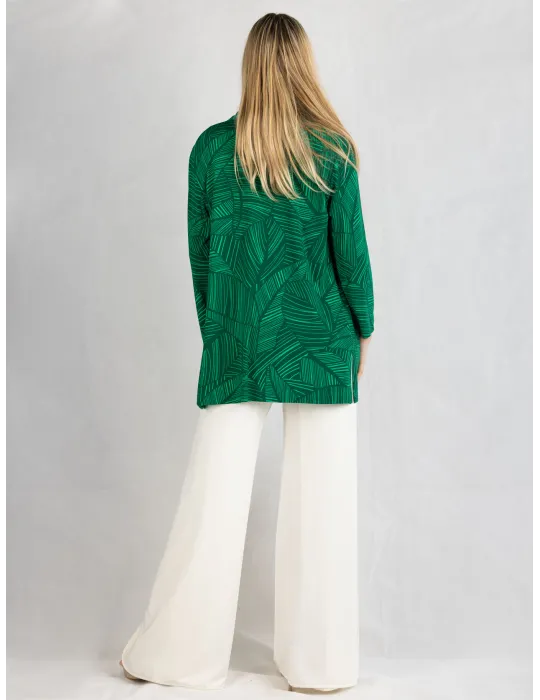 Piero Moretti green leaves rhinestones shirt and top twinset plus size