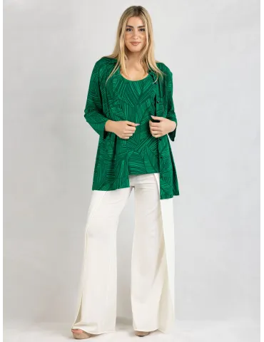 Piero Moretti green leaves rhinestones shirt and top twinset plus size 2