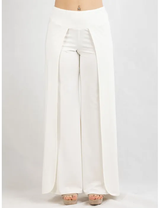 Piero Moretti formal white rolled-up trousers with slit Piero Moretti formal white rolled-up trousers with slit