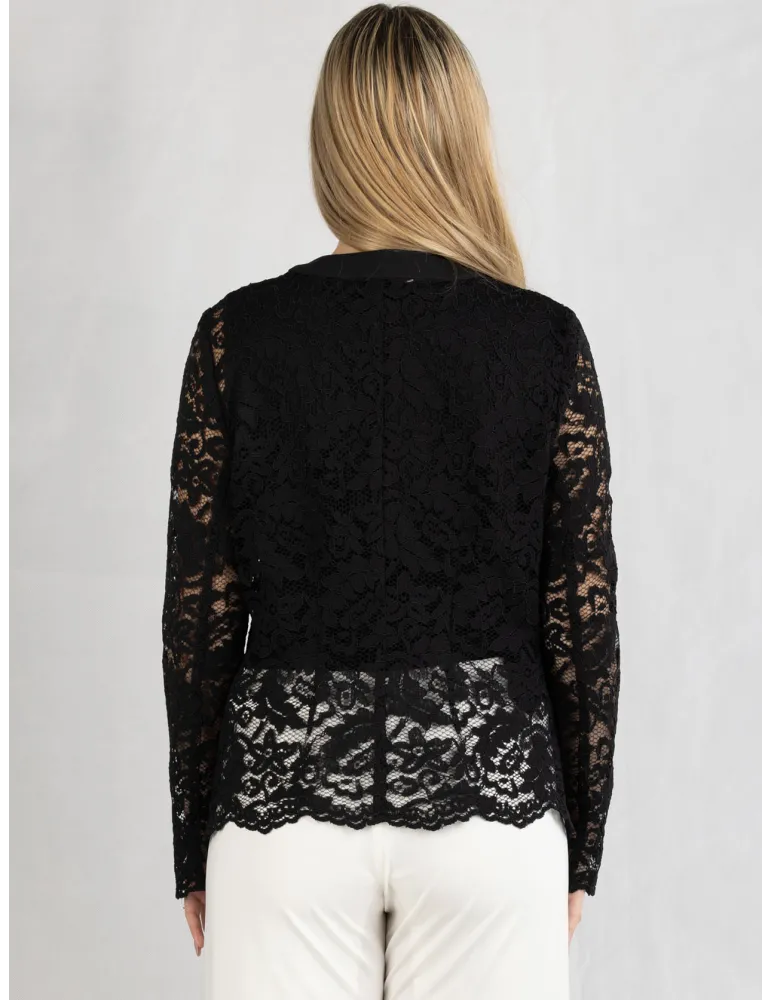 Giacca chanel in pizzo nero bottoni strass | Piero Moretti cerimonia