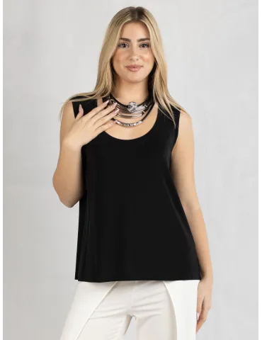Piero Moretti 2025 | Plain black viscose tank top 2