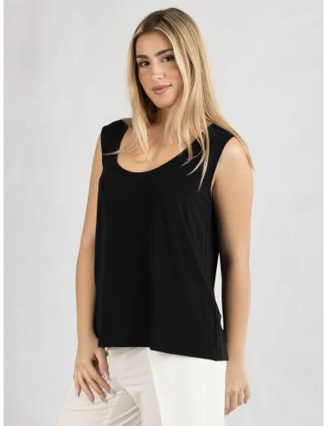 Piero Moretti 2025 | Plain black viscose tank top