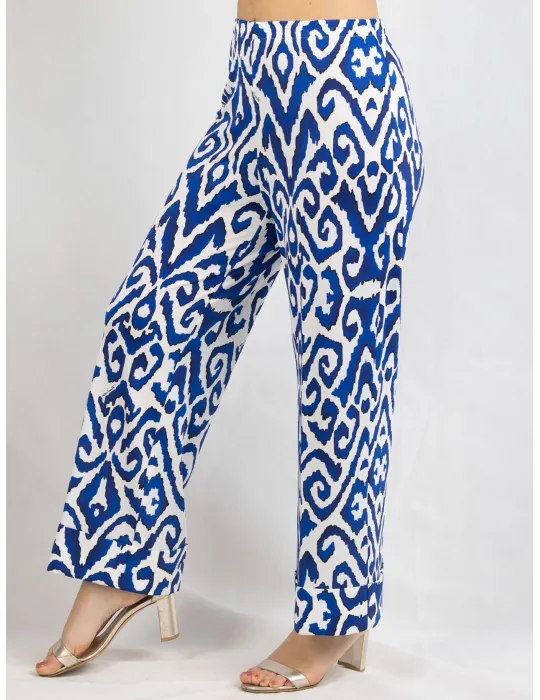 Piero Moretti white and royal blue cuffed palazzo trousers plus size