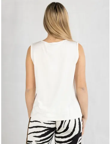 Piero Moretti plain milky white viscose tank top 2