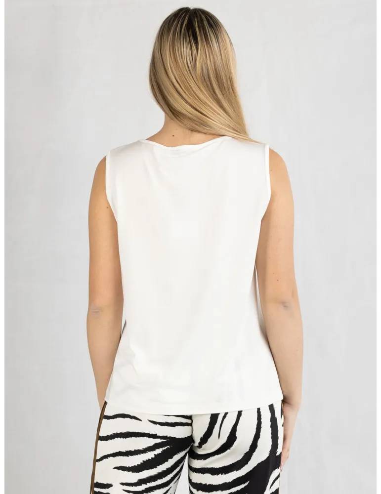Piero Moretti plain milky white viscose tank top