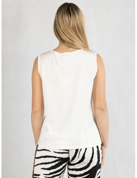 Piero Moretti 2025 | Plain milky white viscose tank top