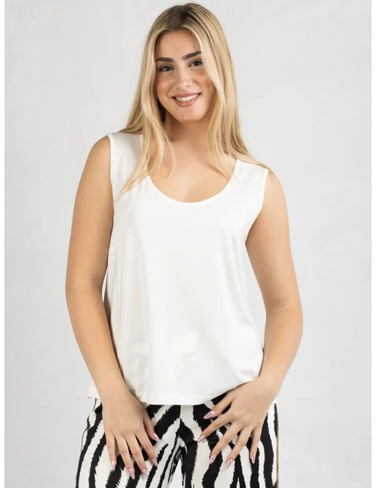 Piero Moretti plain milky white viscose tank top