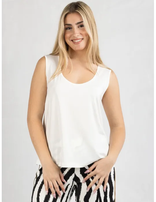 Piero Moretti 2025 | Plain milky white viscose tank top