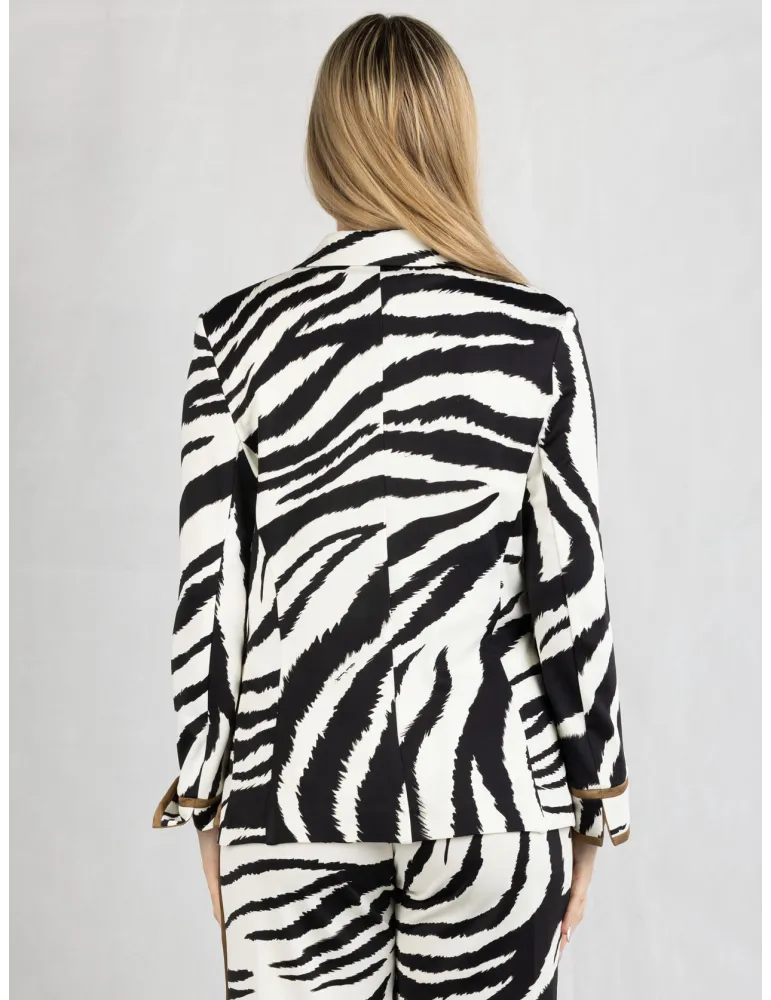 Piero Moretti zebra printed silk jacket and trousers suit