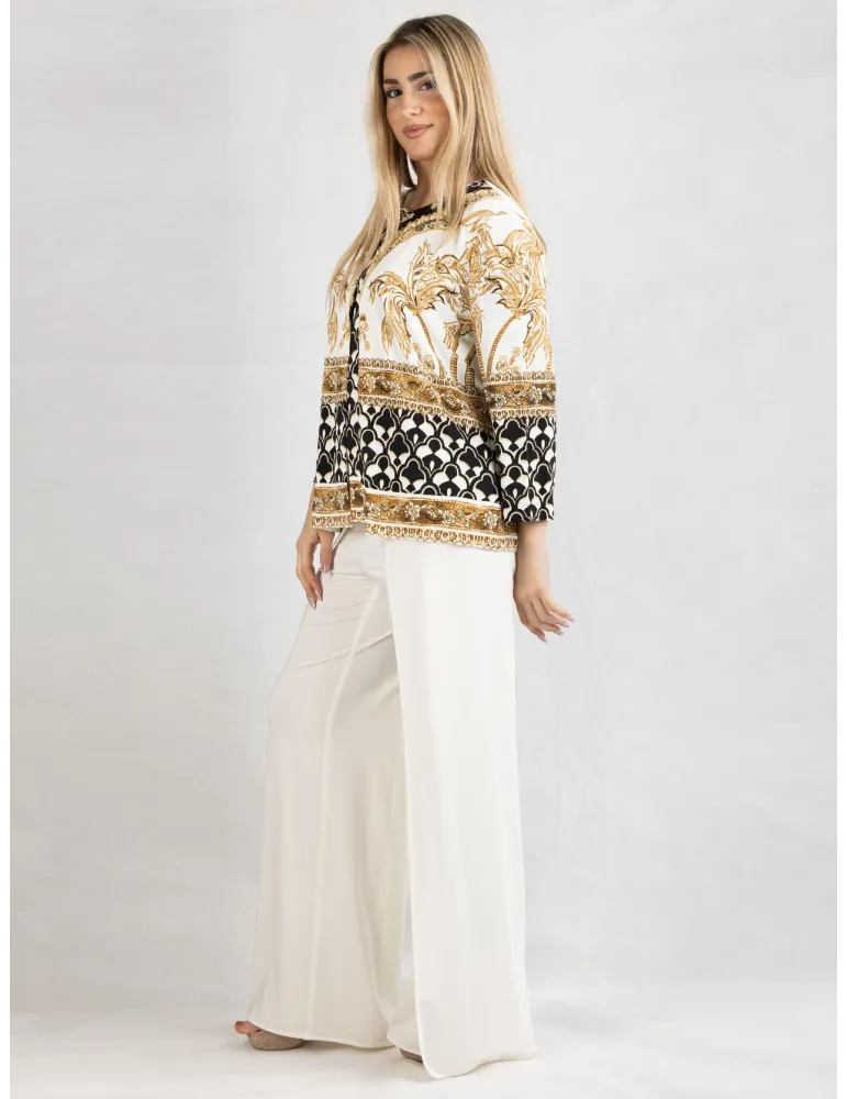 Piero Moretti 2025 | Plus size milky white and black two pieces twinset