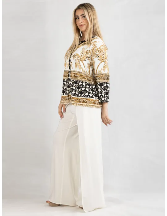 Piero Moretti 2025 | Plus size milky white and black two pieces twinset