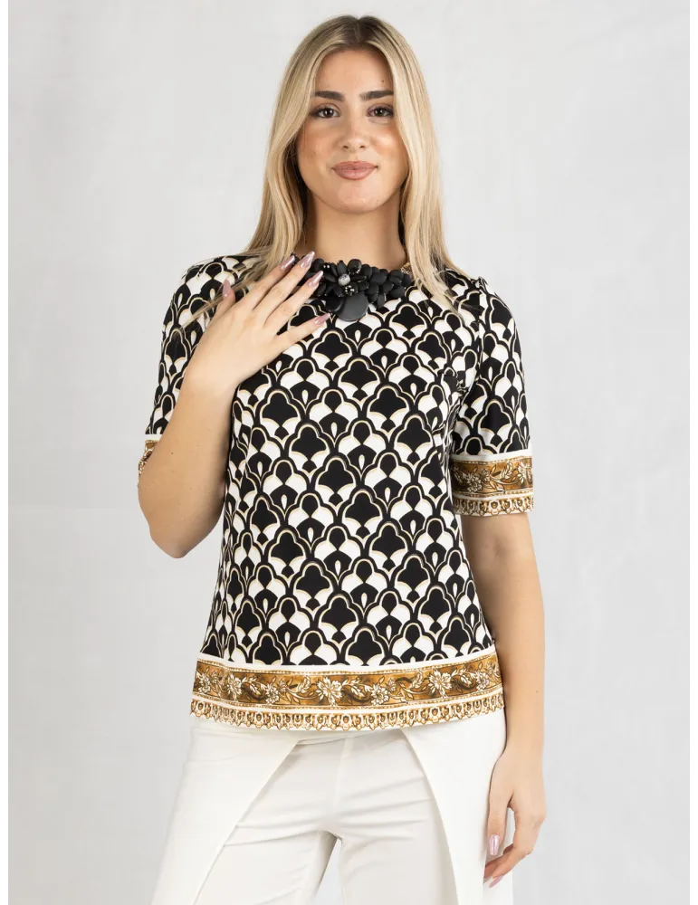 Piero Moretti milky white and black two pieces twinset