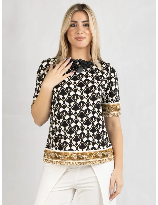 Piero Moretti 2025 | Plus size milky white and black two pieces twinset