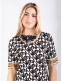 Shiny golden crystals animal spotted short rigid necklace