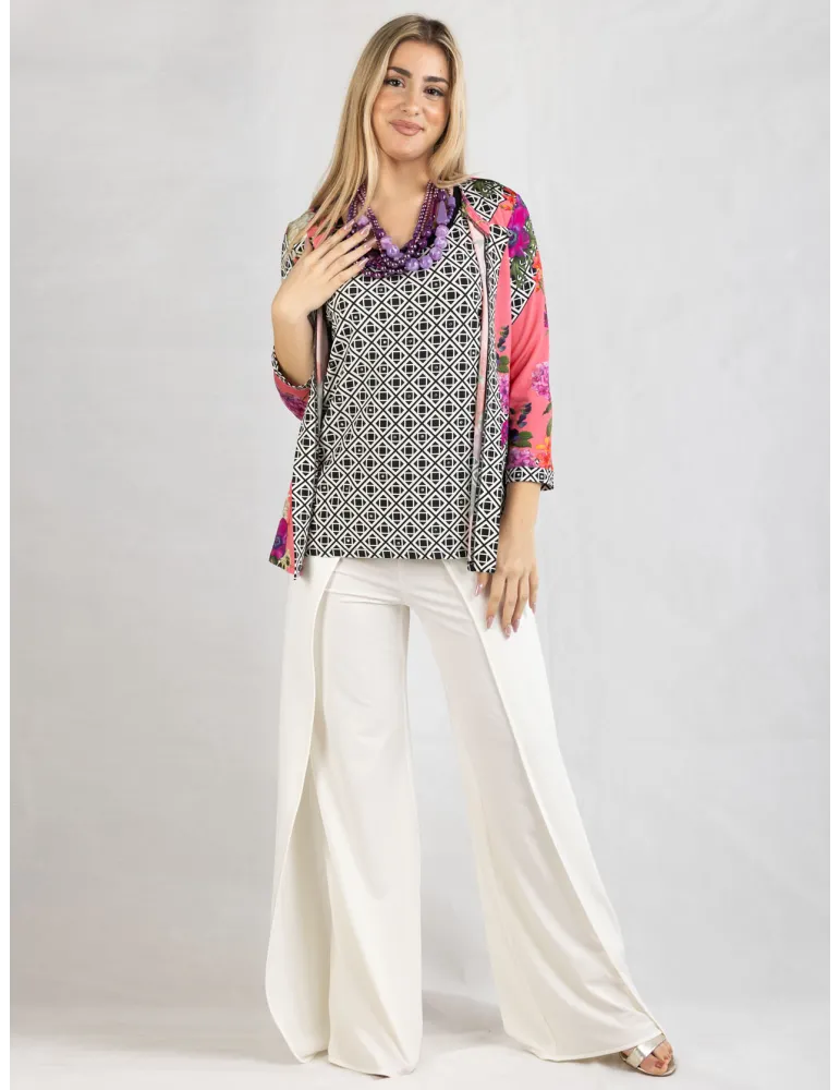 Twinset fiori sul fucsia e rosso Francesca Mercuriali fino alla tg 58