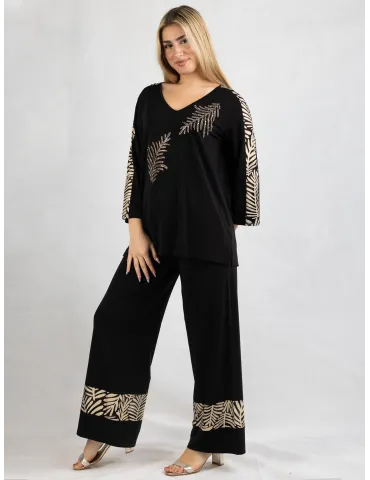 Blusa nera con foglie strass e organza Francesca Mercuriali fino tg 60 2
