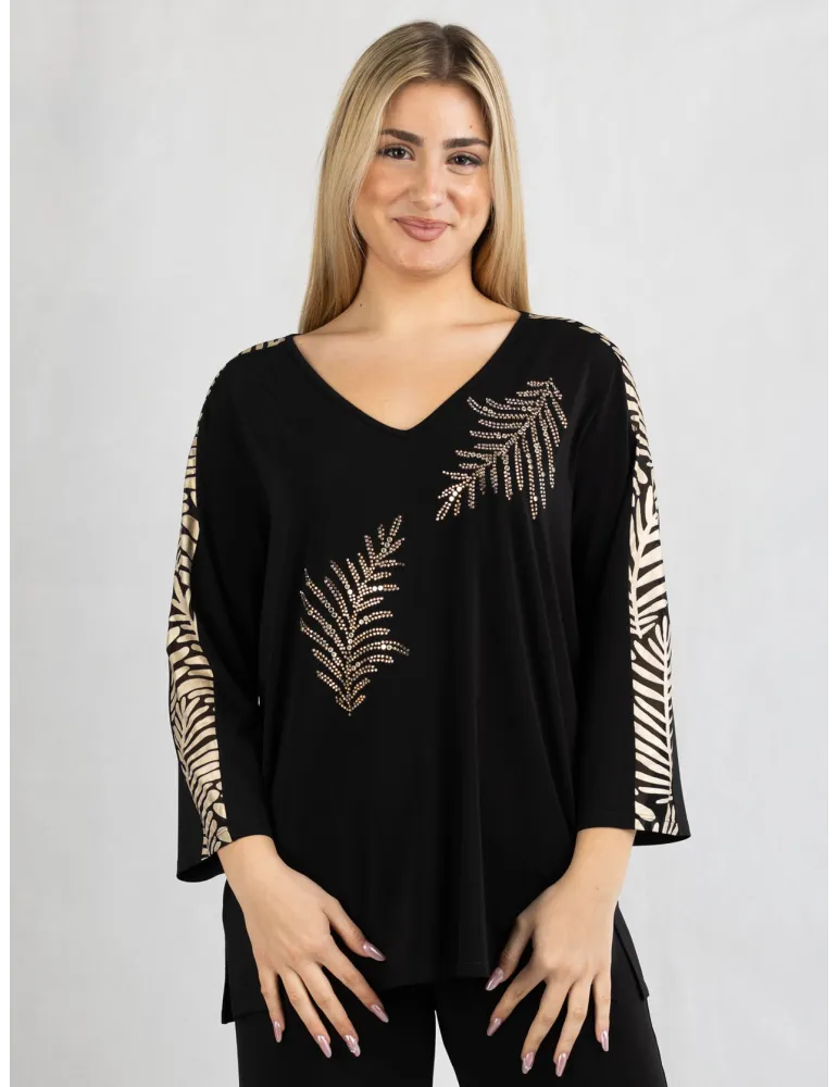 Francesca Mercuriali Black blouse shirt with organza and gold inserts Francesca Mercuriali Black blouse shirt with organza and gold inserts