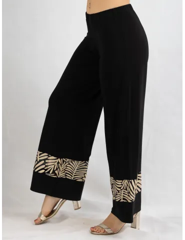 Francesca Mercuriali black wavy palazzo trousers gold insert 2