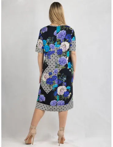 Mercuriali Italian fashion | Blue and purple floral sheath dress 2