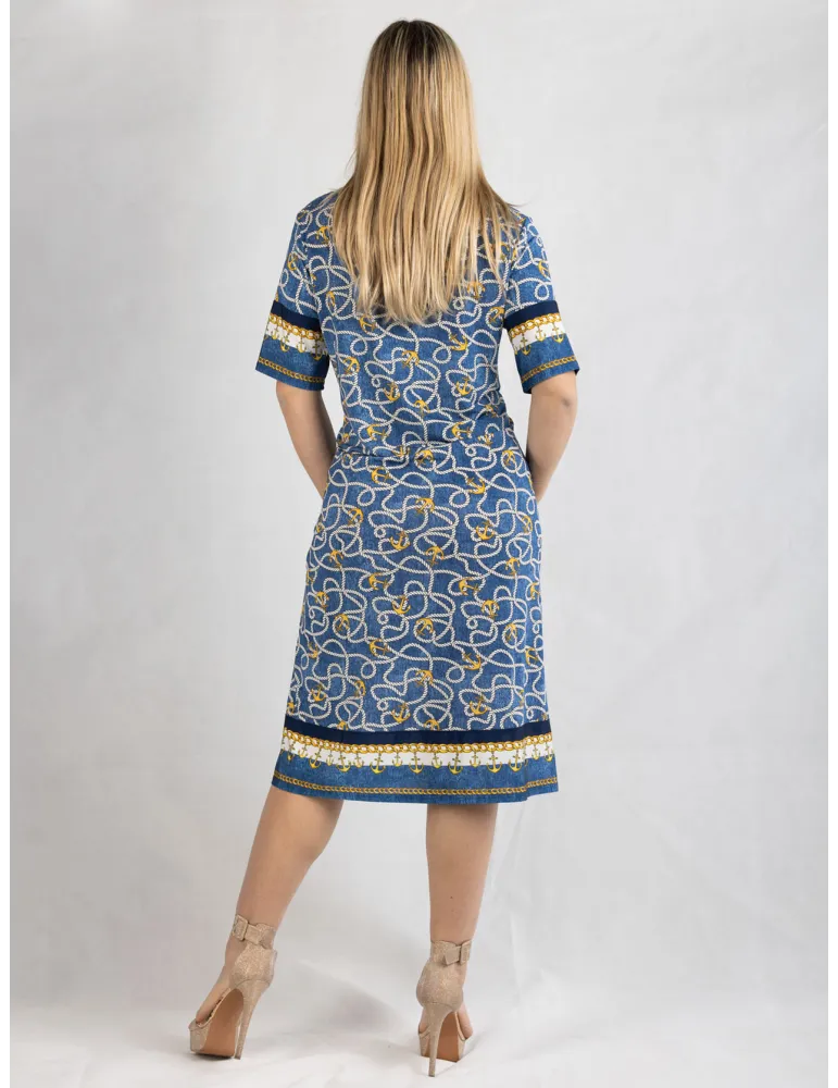 Francesca Mercuriali blue and yellow nautical print dress