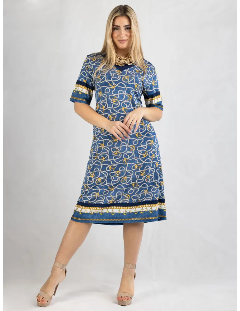 Francesca Mercuriali blue and yellow nautical print dress
