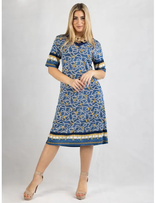 Francesca Mercuriali blue and yellow nautical print dress Francesca Mercuriali blue and yellow nautical print dress