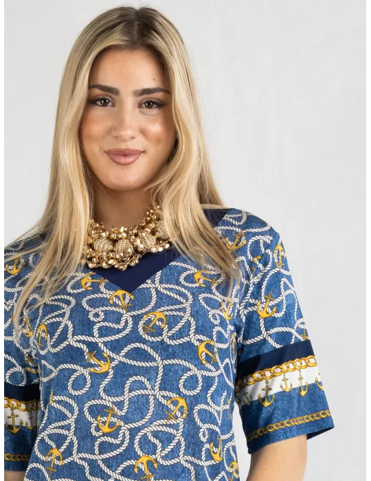 Francesca Mercuriali blue and yellow nautical print dress