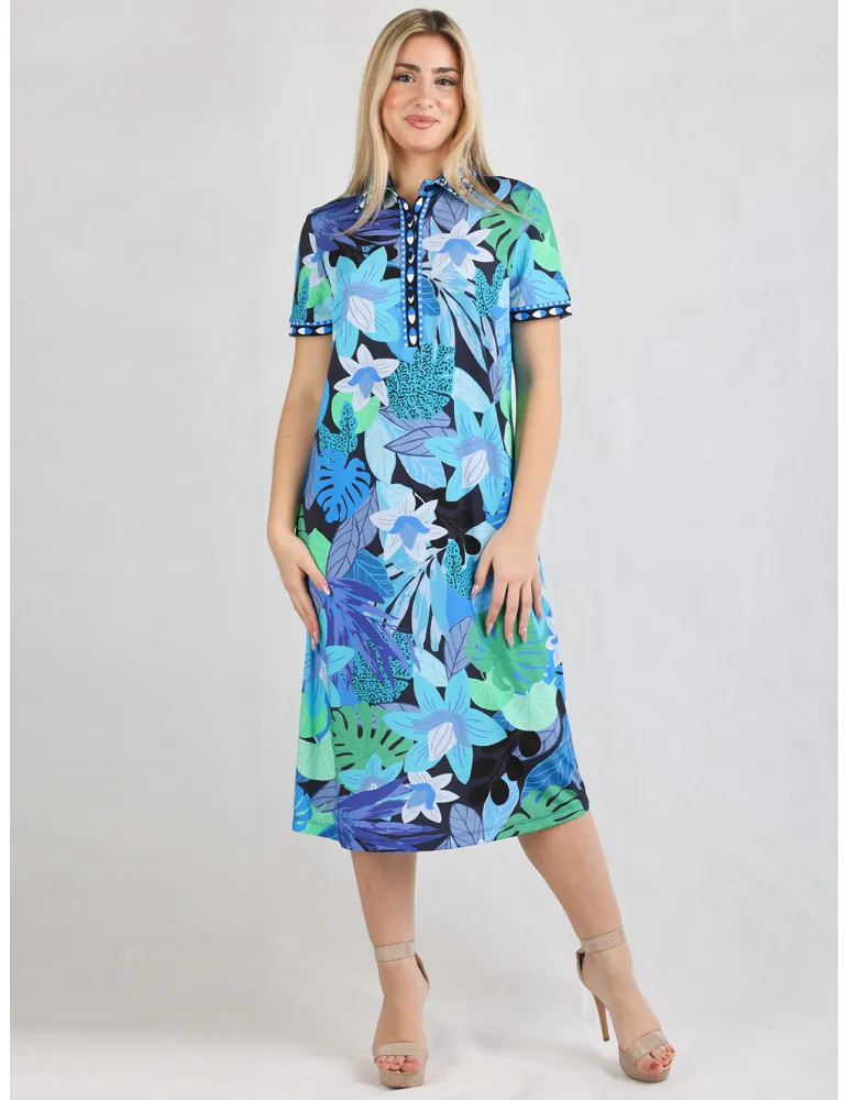 Piero Moretti Italian fashion | Blue green sheath dress polo neck Piero Moretti Italian fashion | Blue green sheath dress polo neck