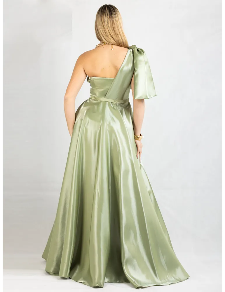 Arnita Mani Couture | Mini abito bustino verde con sovragonna organza