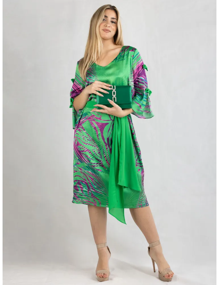 Evassè Green and fuchsia silk printed tunic dress