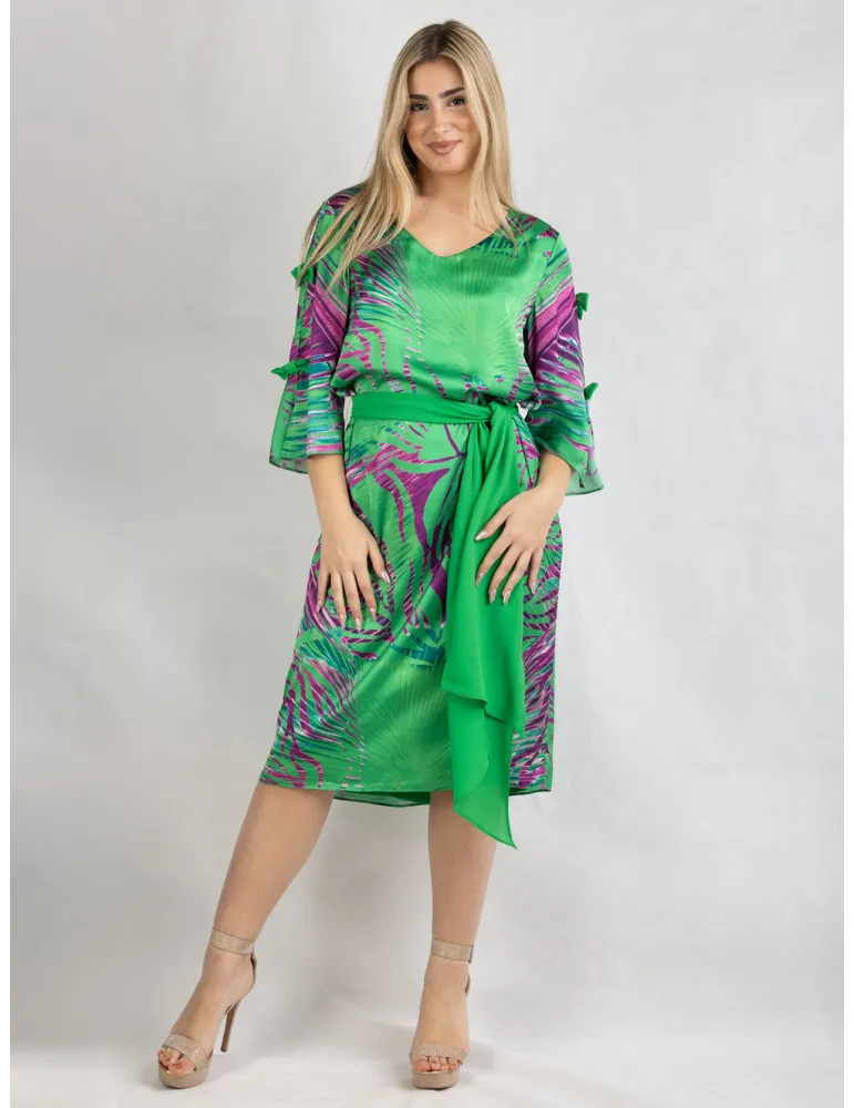 Evassè Green and fuchsia silk printed tunic dress