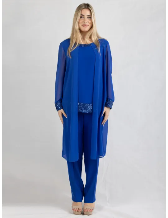 Plus size Royal blue two-piece formal pants and duster suit Plus size Royal blue two-piece formal pants and duster suit