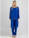 Royal blue two-piece formal pants and duster suit | Plus size available