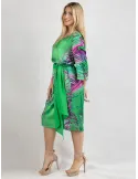 Evassè Green and fuchsia silk printed tunic dress