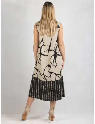 Frida Made Linen and silk beige black midi trapeze sundress 2