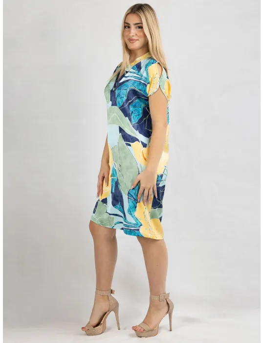 Gauguin-patterned viscose satin tunic dress by Frida Madè
