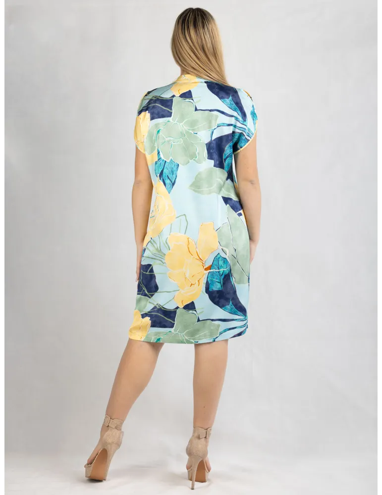 Gauguin-patterned viscose satin tunic dress by Frida Madè