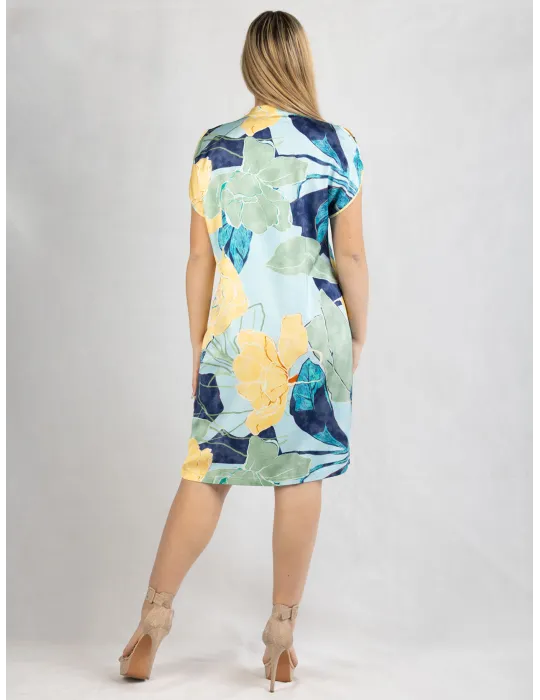 Gauguin-patterned viscose satin tunic dress by Frida Madè