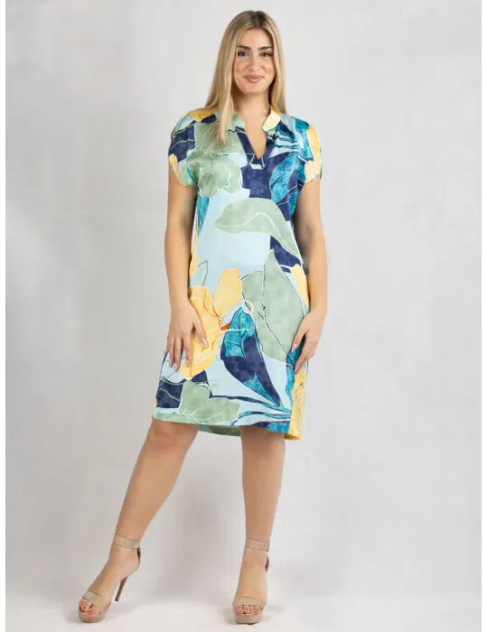 Gauguin-patterned viscose satin tunic dress by Frida Madè