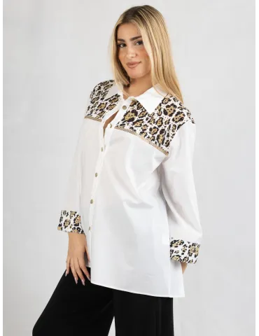 Camicia bianca di cotone inserto pizzo safari Francesca Mercuriali 2