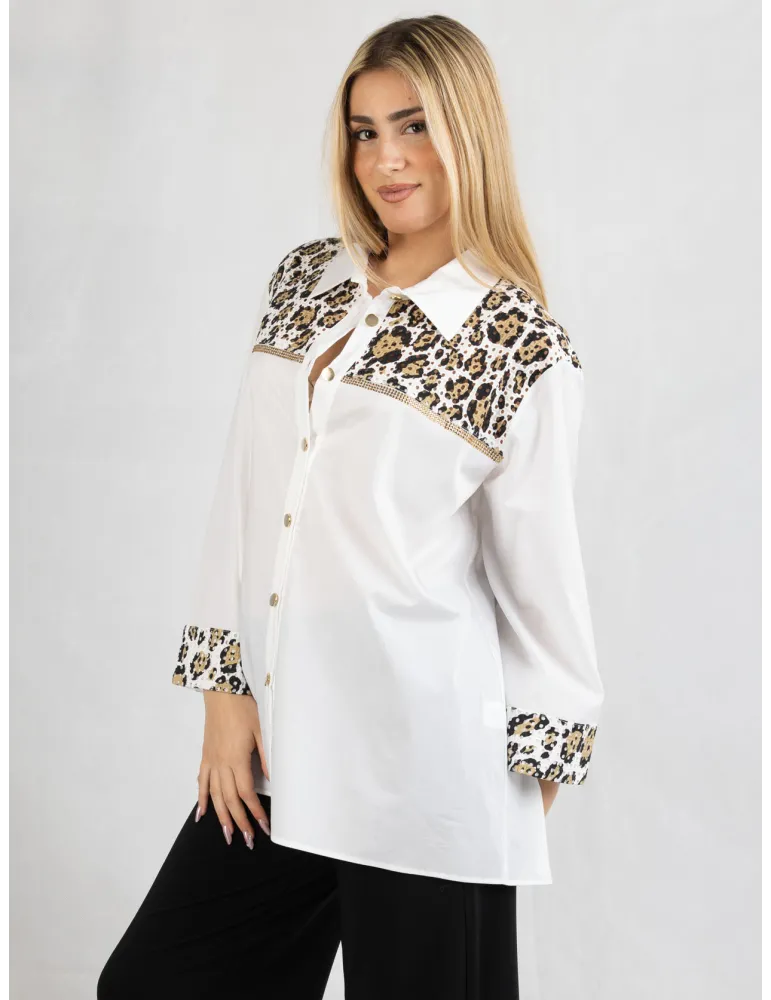 Francesca Mercuriali white cotton shirt safari lace inserts