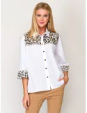Francesca Mercuriali white cotton shirt safari lace inserts