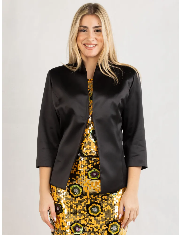 Casting Collecciòn 2025 | Black silk satin bodycon jacket