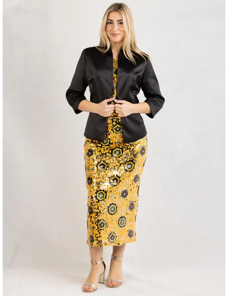 Casting Black silk satin bodycon jacket