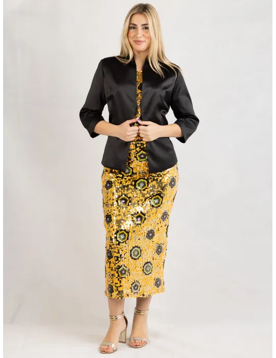 Giacca aderente in raso nero | Boleri Casting
