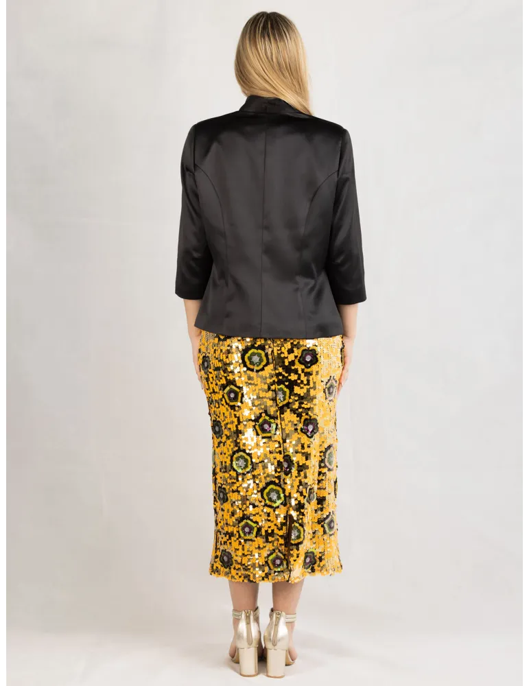 Casting Collecciòn 2025 | Black silk satin bodycon jacket