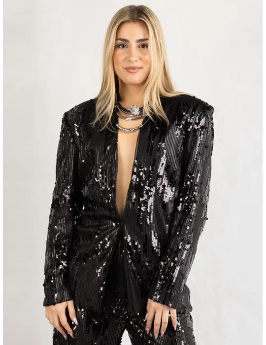 Plain black sequins bodycon blazer jacket Plain black sequins bodycon blazer jacket