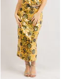 Golden and black sunflower sequins midi hugging skirt