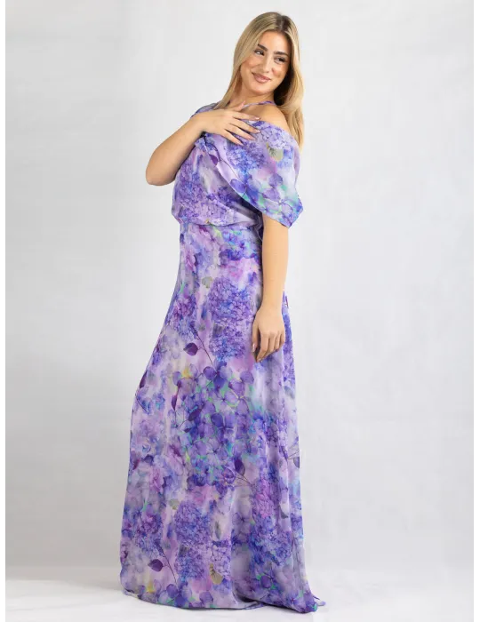 Casting summer 2025 | Abito lungo chiffon floreale lilla omerale